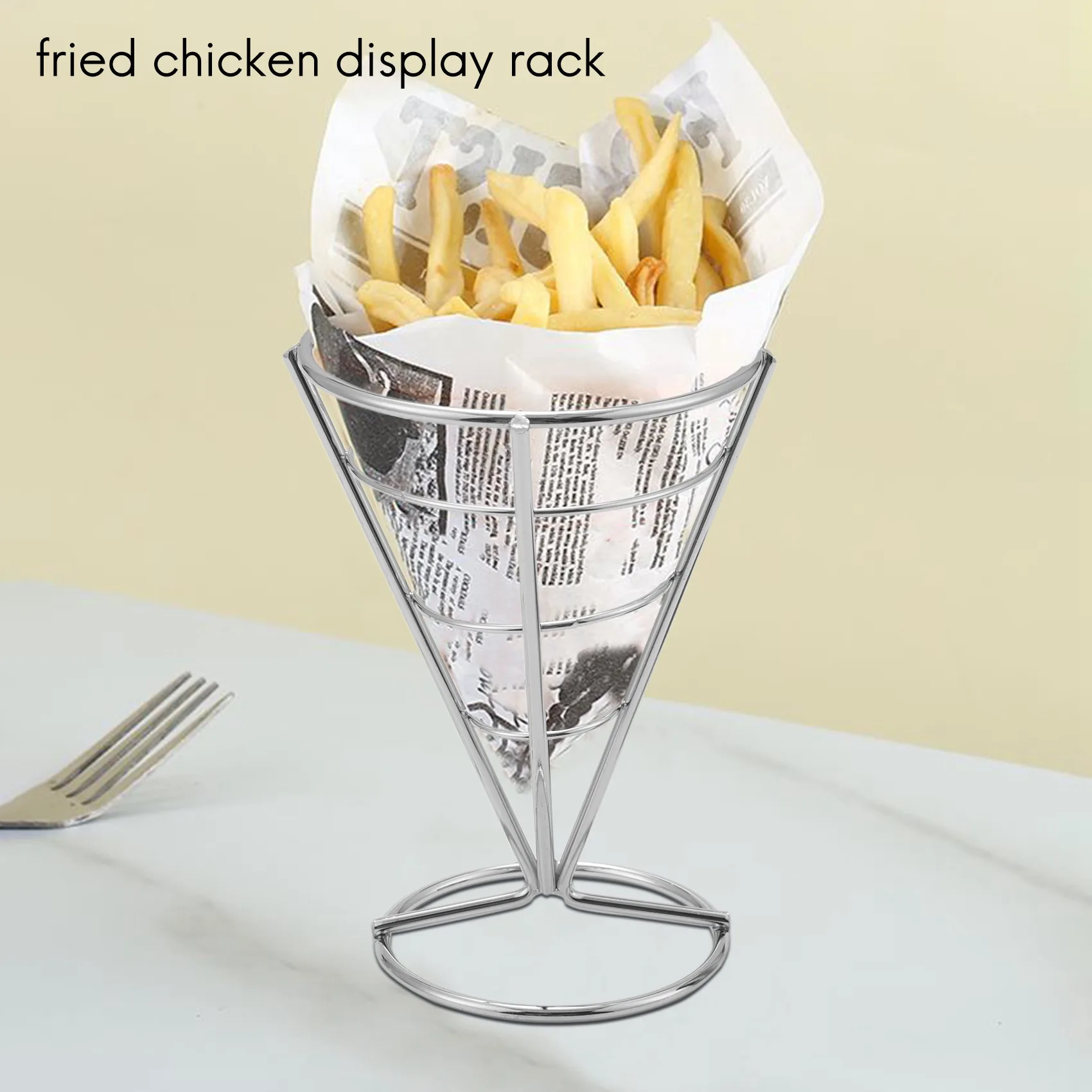 

ABWP-4 Pcs French Fries Stand Cone Basket Fry Holder With Dip Dishe Cone Snack Fried Chicken Display Rack Food Shelves Bowl