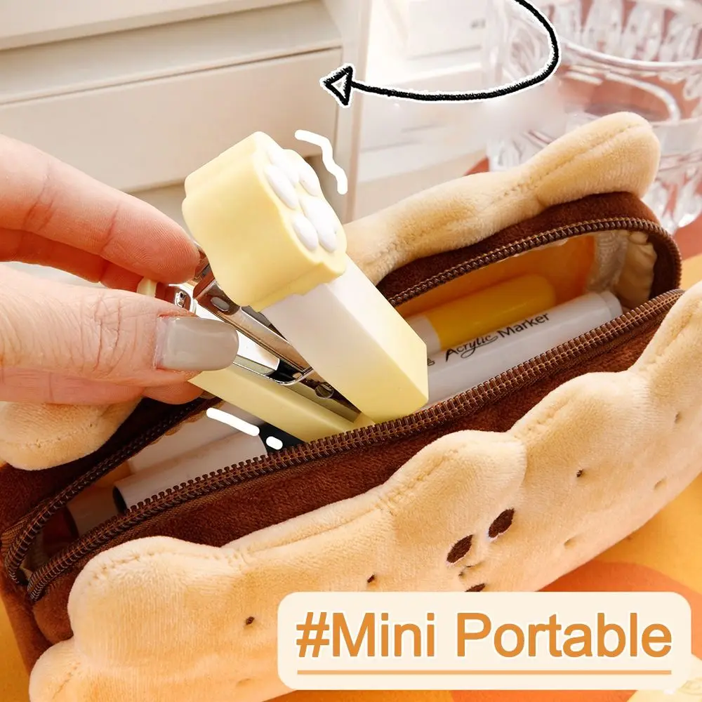 Portable Gradient Cat Claw Mini Stapler with Staples Multifunctional Paper Binder Stapler Set Student Stationery