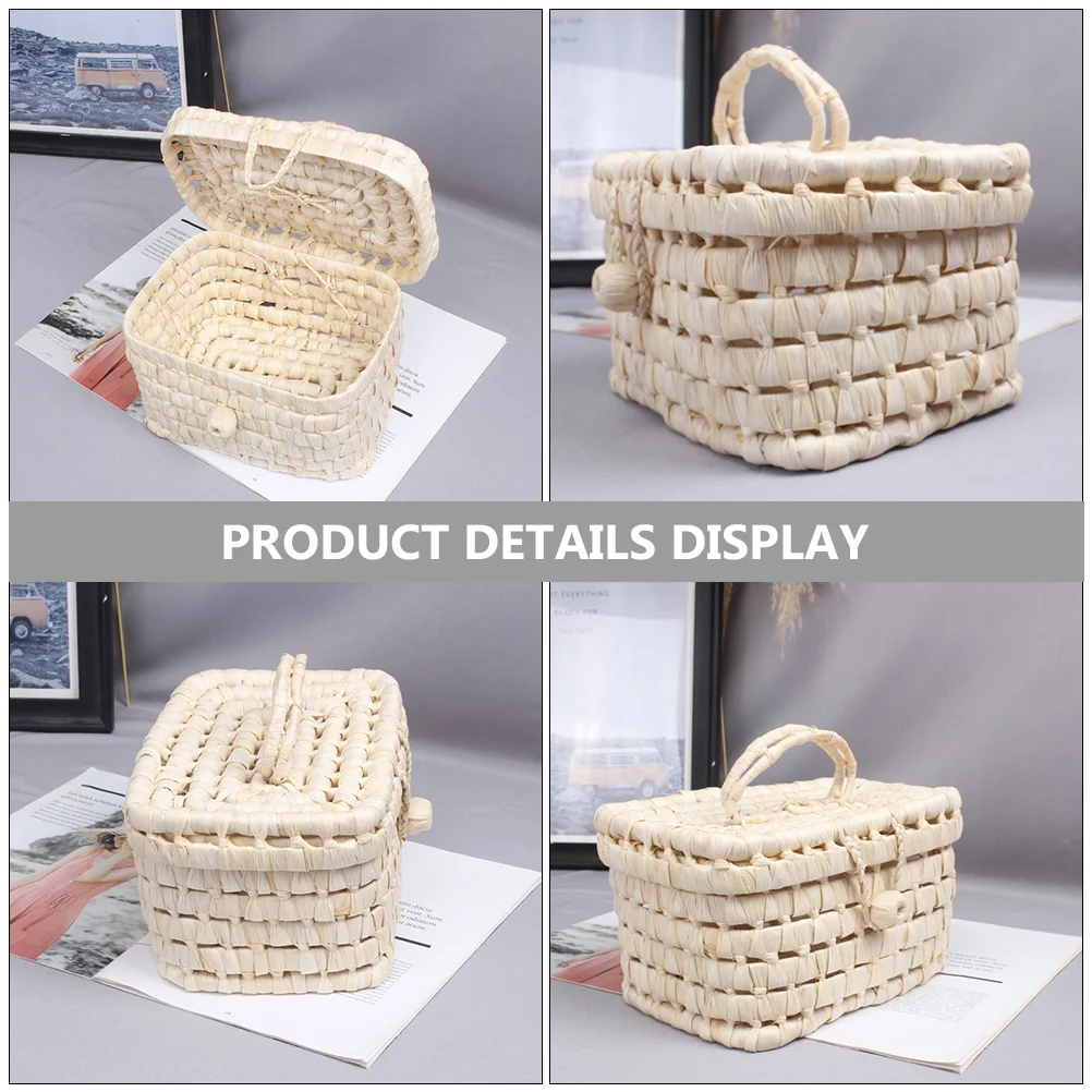 

Woven Storage Straw Bin For Socks Books Crafts Kitchen Bathroom Organizer Small Square Shelf Basket Dog Basket Easter Gift