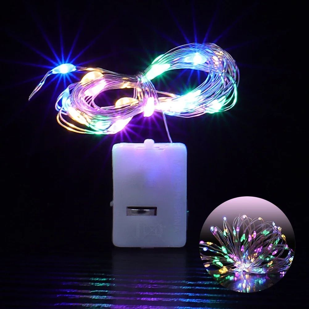 Mini luces de hadas impermeables de cobre, 3 modos de velocidad para decoraciones navideñas y uso al aire libre, alimentadas por batería, 1/2M, 10/20led