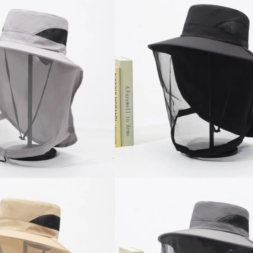 

Summer Net Mesh Anti Mosquito Insect Hat Beekeeper Face Protective Hat Anti-UV Sunscreen Hat Jungle Farm Fishing Cap For Outdoor