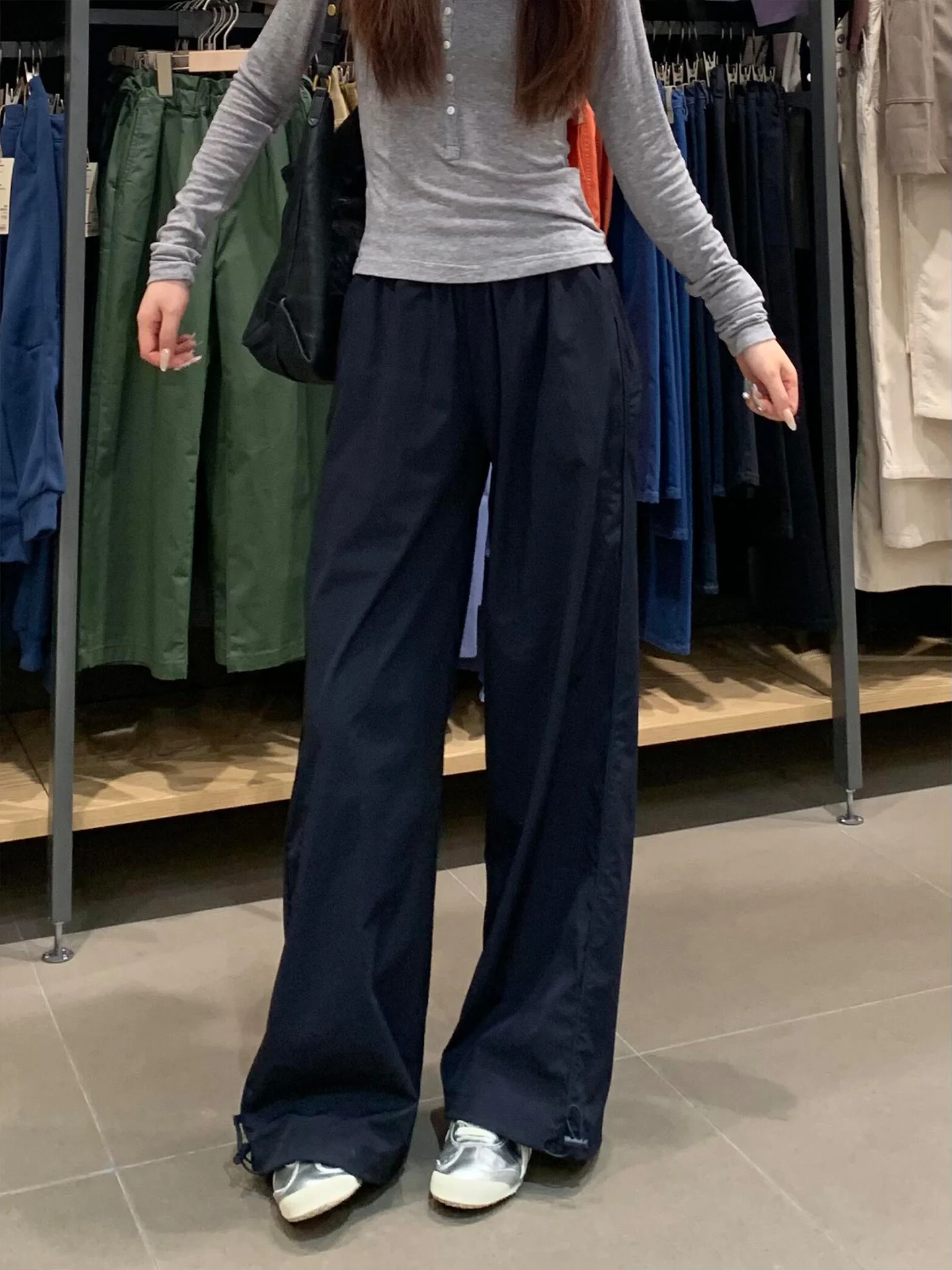 

Женские летние спортивные брюки свободного кроя с широкими штанинами, быстросохнущие, больших размеров, с эффектом похудения, в королевском синем цвете