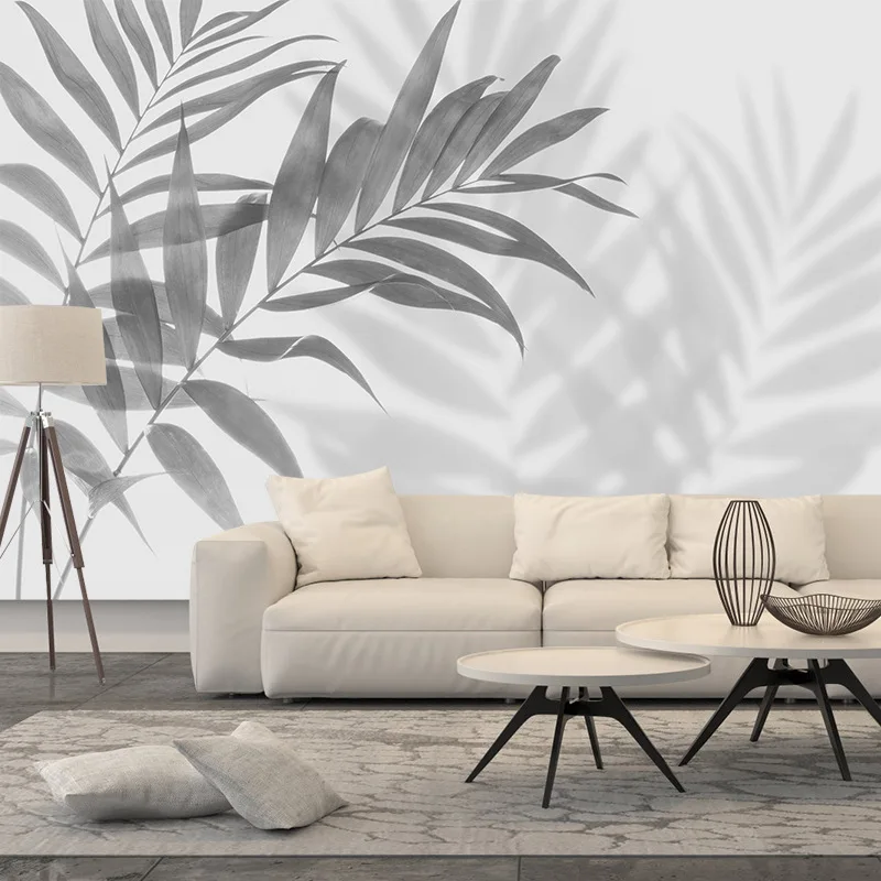 

Настенные обои 21+ с рисунком натуральных растений и серых листьев, декоративная панель для дома, самоклеящиеся обои для ремонта гостиной, настенное панно для спальни