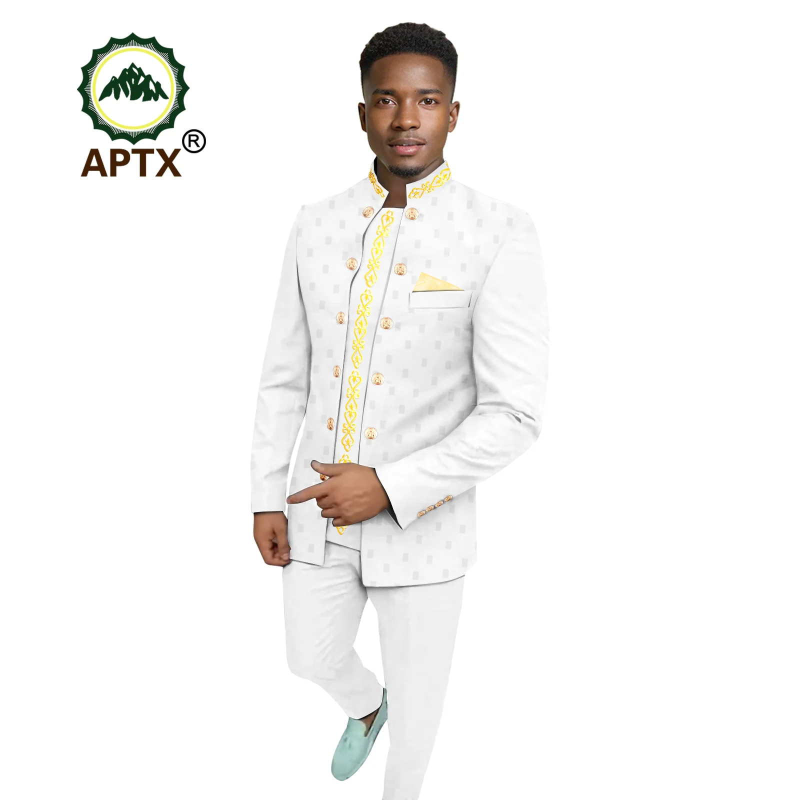 African Men Suits Traditional Men's Set 2024 Elegant  Men's Clothes Embroidery Two Piece Wedding Party Set Men's Suit 2416104