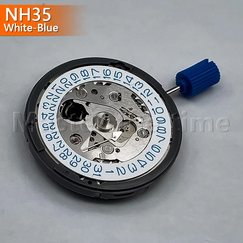 NH35 White Background Blue Digital 3 O'clock Position Core Watch Movement for Watchmaking