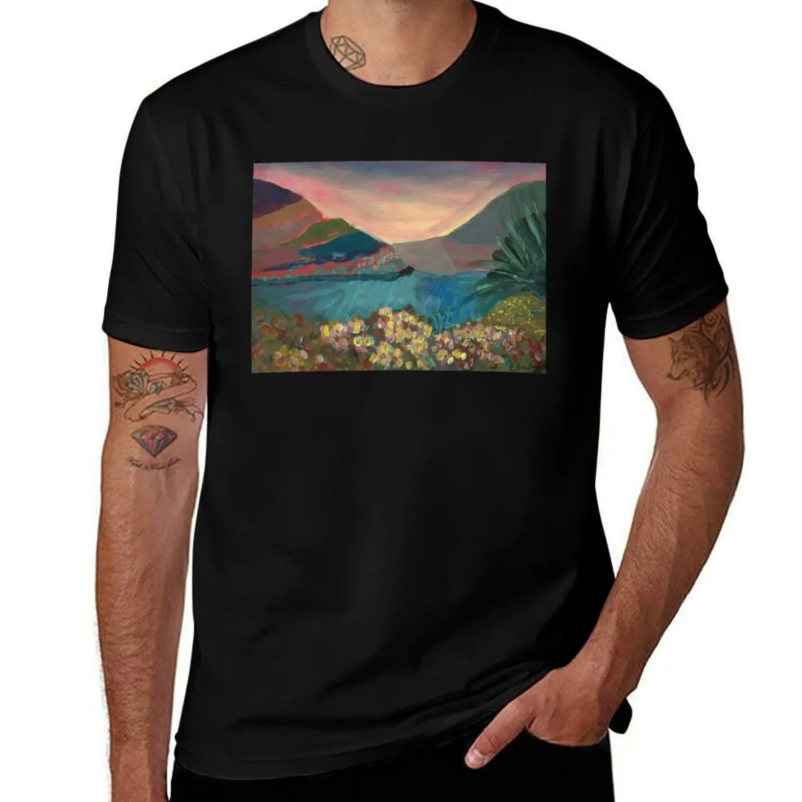 

Mountains at Sunset T-Shirt funny gifts cotton graphic tees funny costumes workout shirts for men