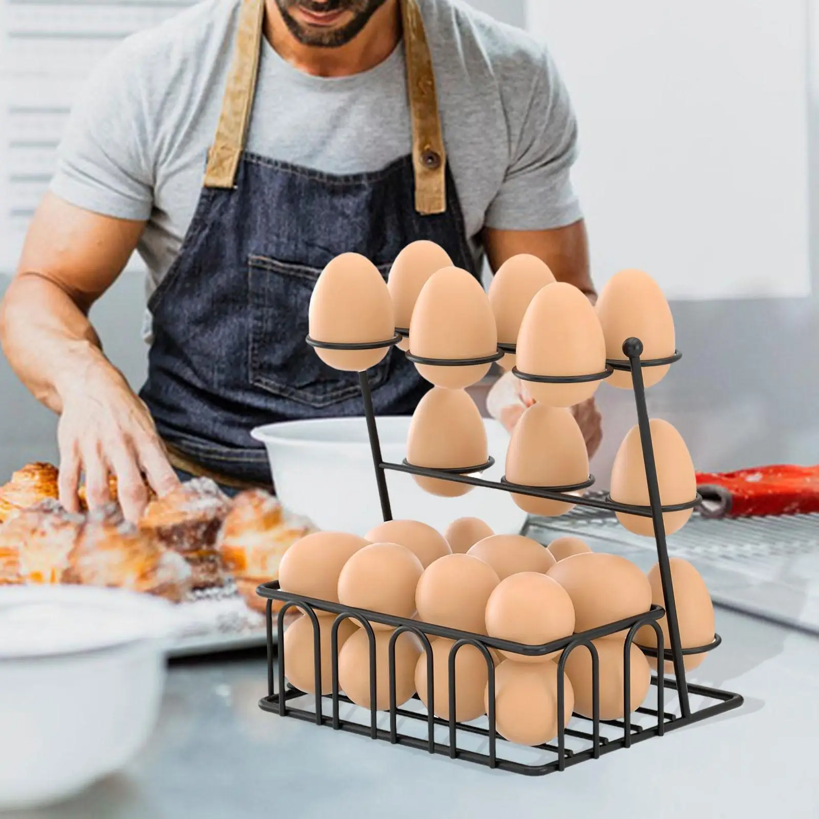 Egg Dispenser Kitchen Organizer Storage Container for Counter Cabinet Home