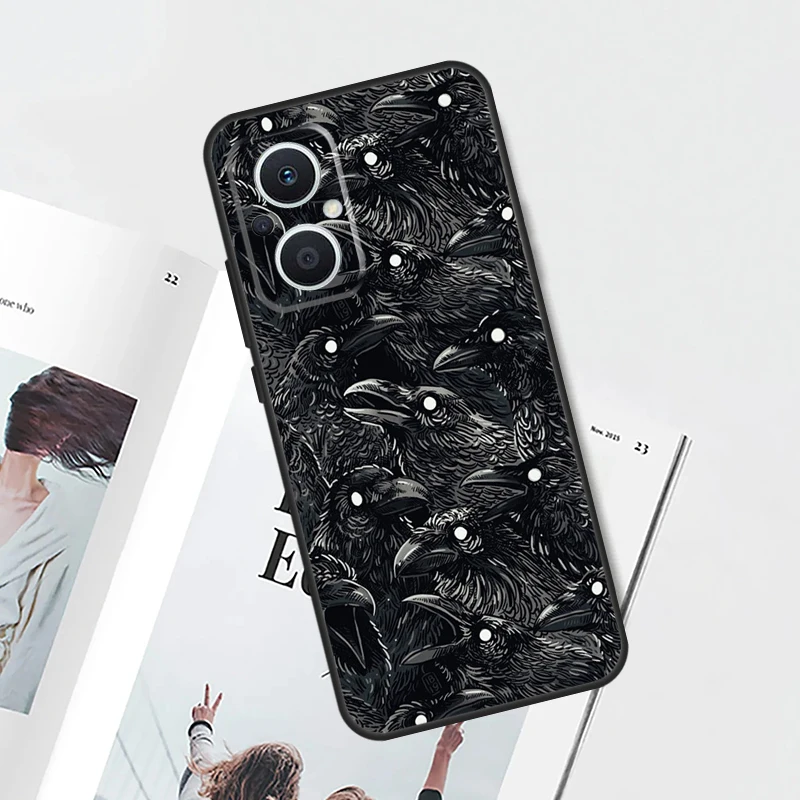 Raven Crow Skull pattern Case For OPPO Reno 4Z 5Z 8T 4 5 6 7 8 Lite 10 Pro OPPO Find X5 X6 Pro X2 Neo X3 Lite Cover