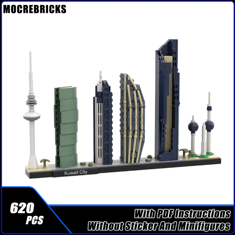 

Creative Modular Street View Kuwait City Skyline Tower Edifice Architective MOC Building Blocks DIY Kid's Bricks Toys Gifts Sets