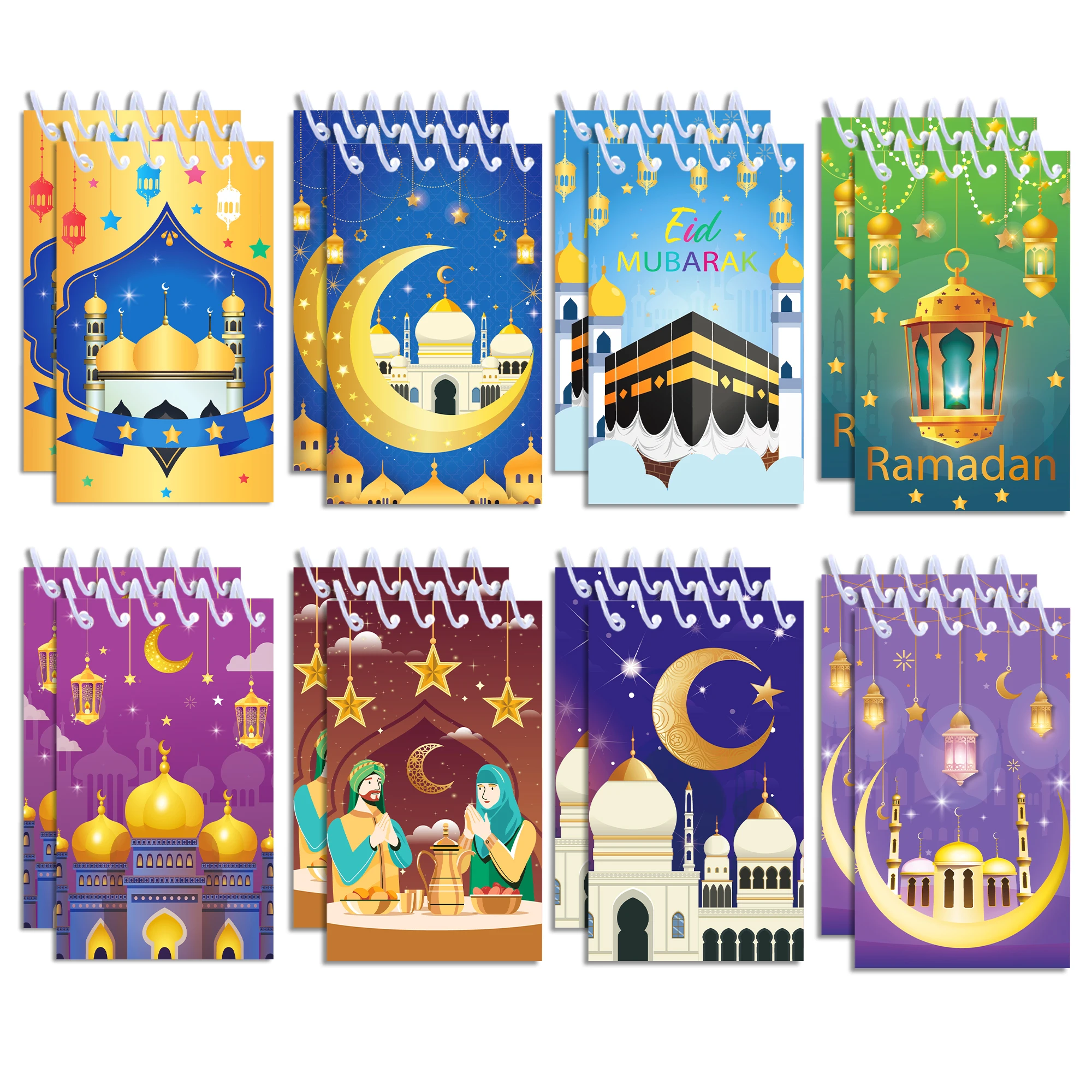 8 stücke Eid Mubarak Mini Spirale Tasche Notebooks Memo Pad Spule Broschüre Notizblock Für Büro Schreibwaren Schule Party Liefert