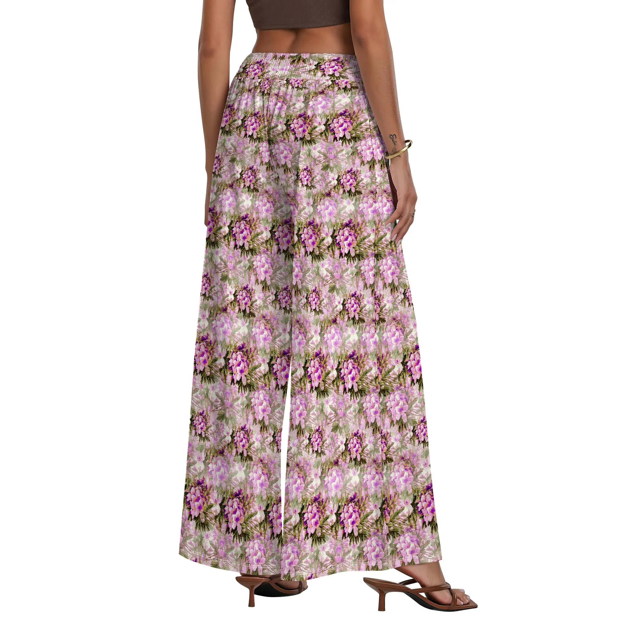 Women's Wide Leg Pants with Pockets Floral Pattern for All Seasons Casual Comfort  Market Outdoor Picnic