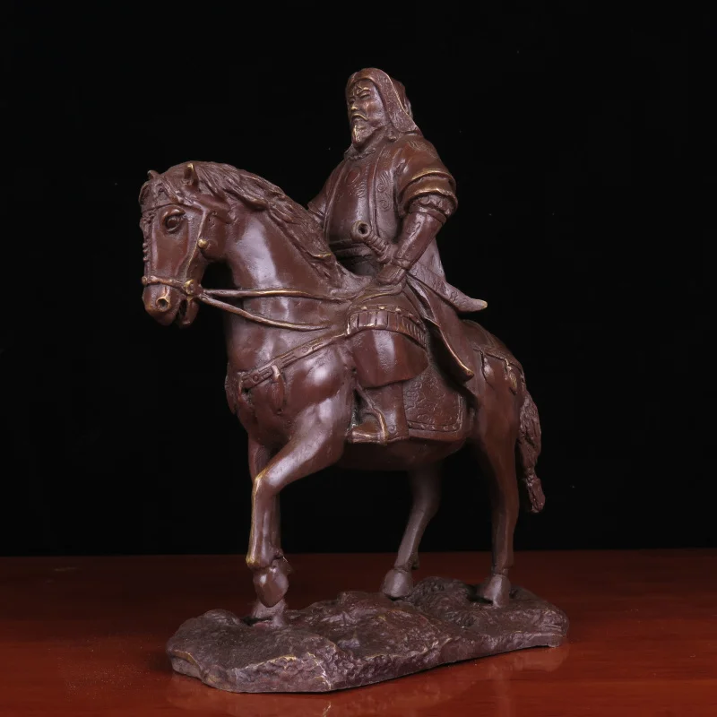 Mongolia Mongol Great man Genghis CHENG JI SI HAN BRONZE carving Home store Company Decorative statue