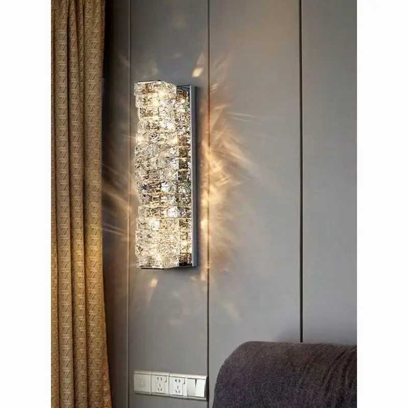 Luxury Crystal Wall Lamp Modern LED Sconce Chrome Gold Mirror Wall Light For Living Room Bedroom Aisle Indoor Decor Vanity Light