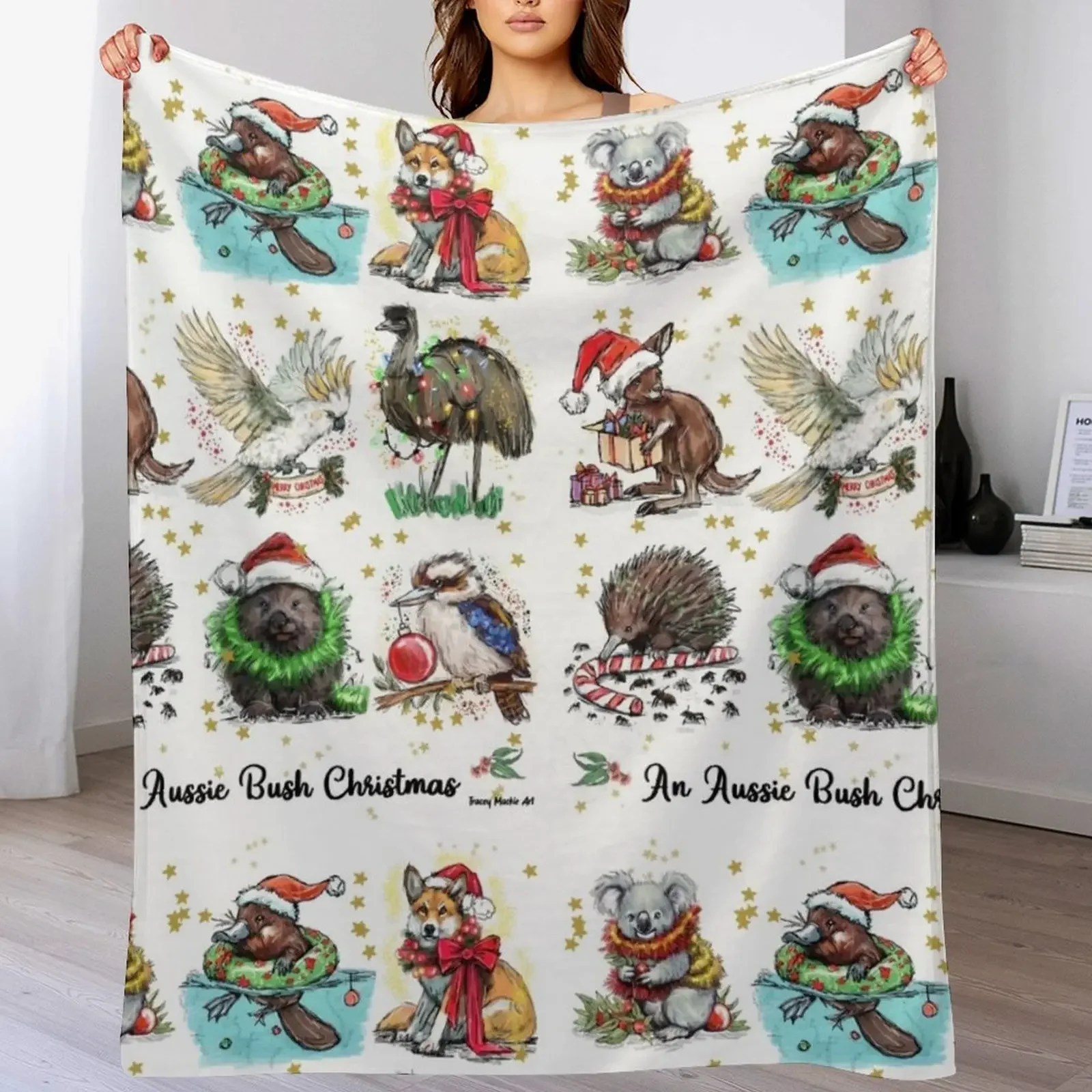 

An Aussie Bush Christmas Throw Blanket Outdoor Soft Blanket for Picnic Beach Camping