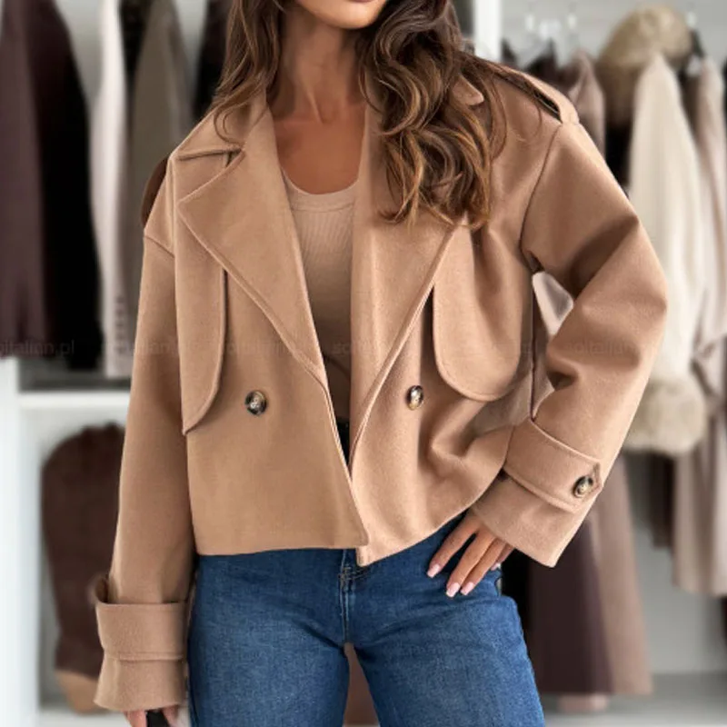 

Women Jackets New Autumn Winter Women Jacket Casual Solid Notched Collar Jacket Coat Women Outerwears Jaqueta Feminina 2025 Q868