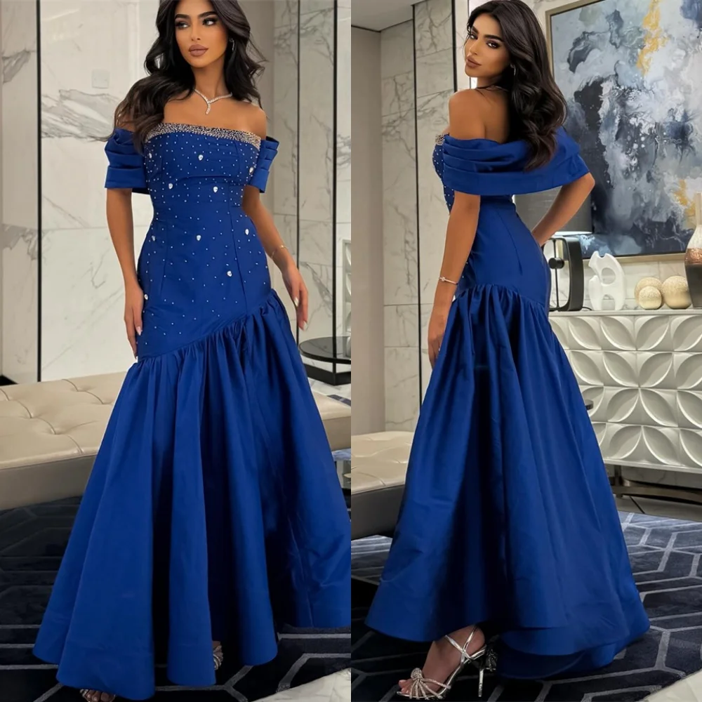 فستان سهرة حورية البحر من الساتان الرائع مخصص رشيق قبالة الكتف فساتين حفلة موسيقية موضة كريستال فساتين المناسبات الخاصة