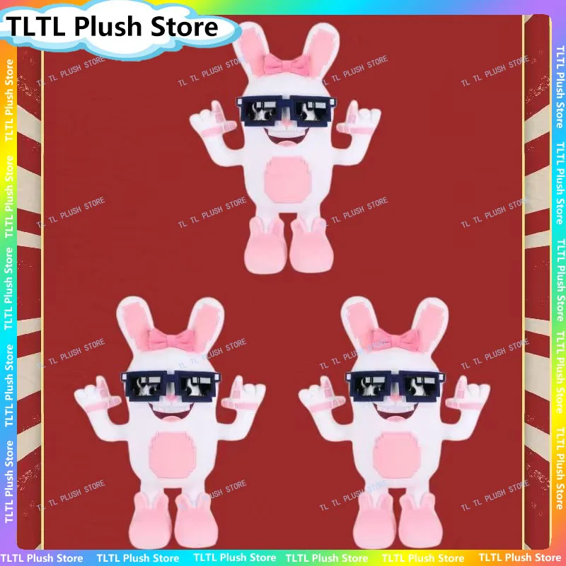 

Плюшевый кролик Boppin Bunny, милый розовый мягкий игрушечный кролик с пиксельными очками, декоративная игрушка для коллекционеров, украшение для дома, подарок
