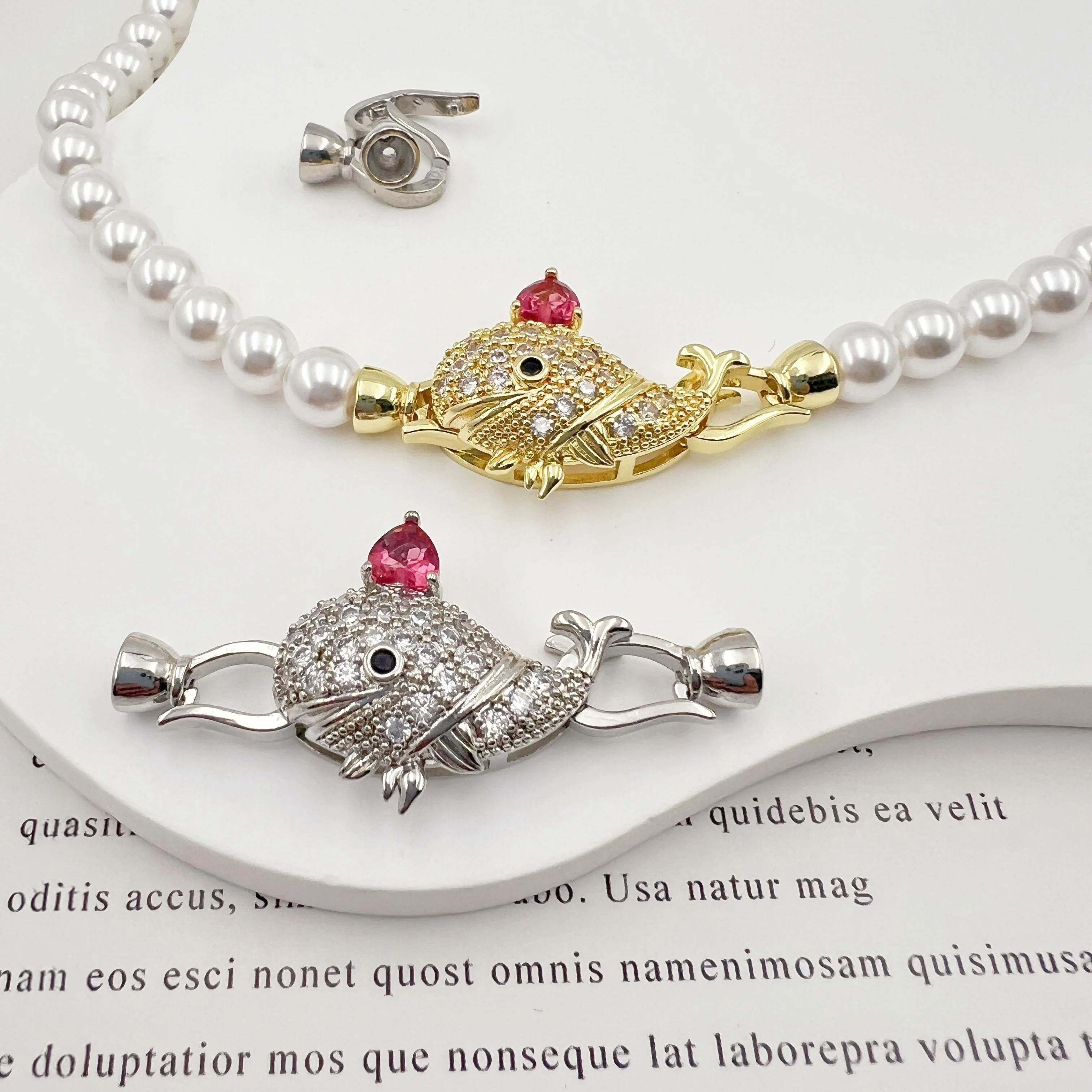 

1 Piece 18K Gold Plated Zirconia Whale Necklace Bracelet Connecting Buckle Accessories DIY Jewelry Making Materials Wholesale