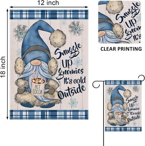 Home Decorative Snuggle up Gnomies It'S Cold outside Winter Garden Flag, Blue Gn