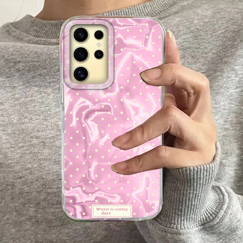 Rosa Blau Paar Ciruclar Dots Frauen Mädchen Handyhülle für Samsung Galaxy S24 S22 S23 S25 Edge S21 Plus S20 FE Ultra Shell Cover