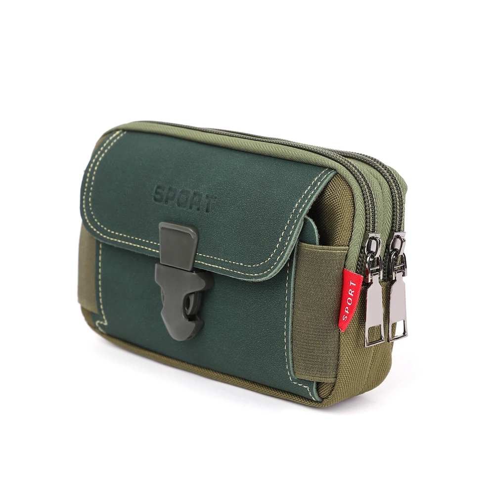 Outdoor Heren Canvas Heuptasje Pocket Sport Telefoon Portemonnee Reis Rits Riem Bum Etui
