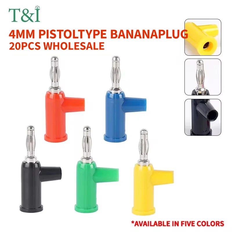 

20Pcs 4MM Banana Plug Lantern Head Gun-Type Re-Insertable Test Audio Plug Welding-Free Side Screw Wiring