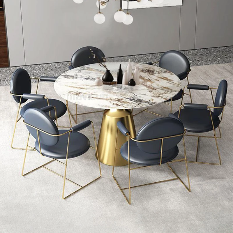 

Роскошный обеденный стол Golden Light, стул, небольшой столик для квартиры, дома, простой современный круглый комплект для спальни Mesas, мебель GPF50YH