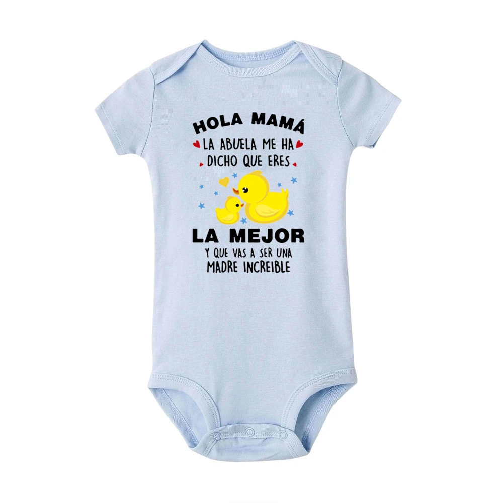 Hello Mom  You Are Going To Be An Incredible Mother Printed Baby Romper Cute Infant Summer Clothes Newborn Short Sleeve Bodysuit