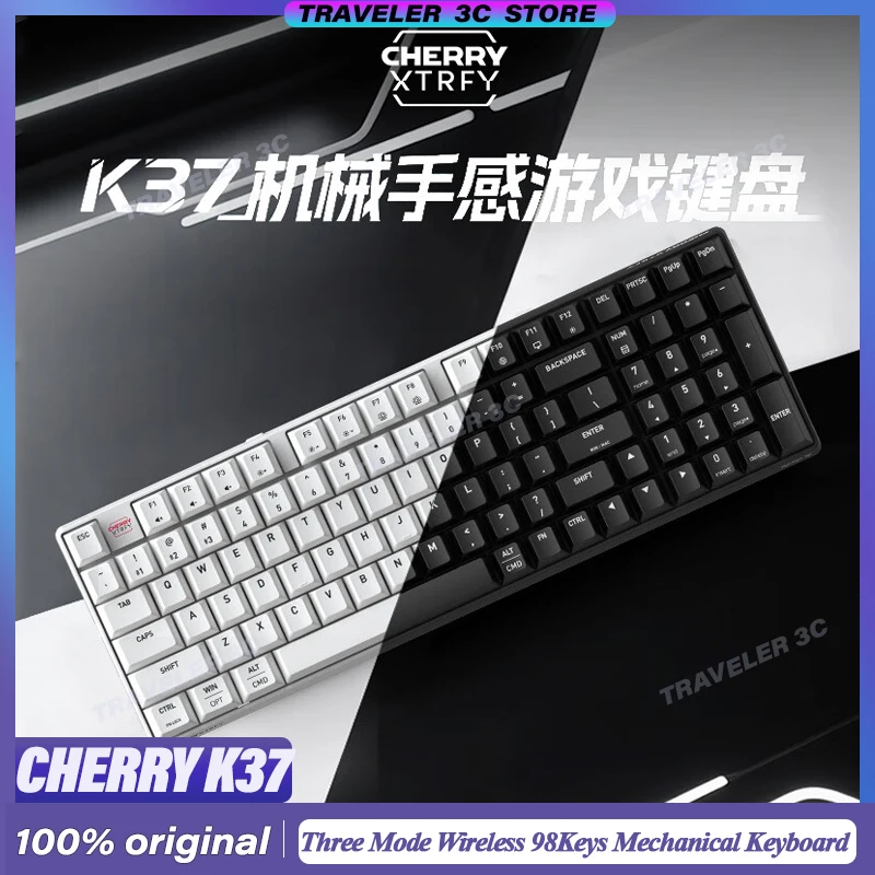 

CHERRY K37 Wireless Three Mode Mechanical Keyboard Gaming Office Hot Swap RGB Gasket Bluetooth 98Keys LightWeight Laptop Gift PC