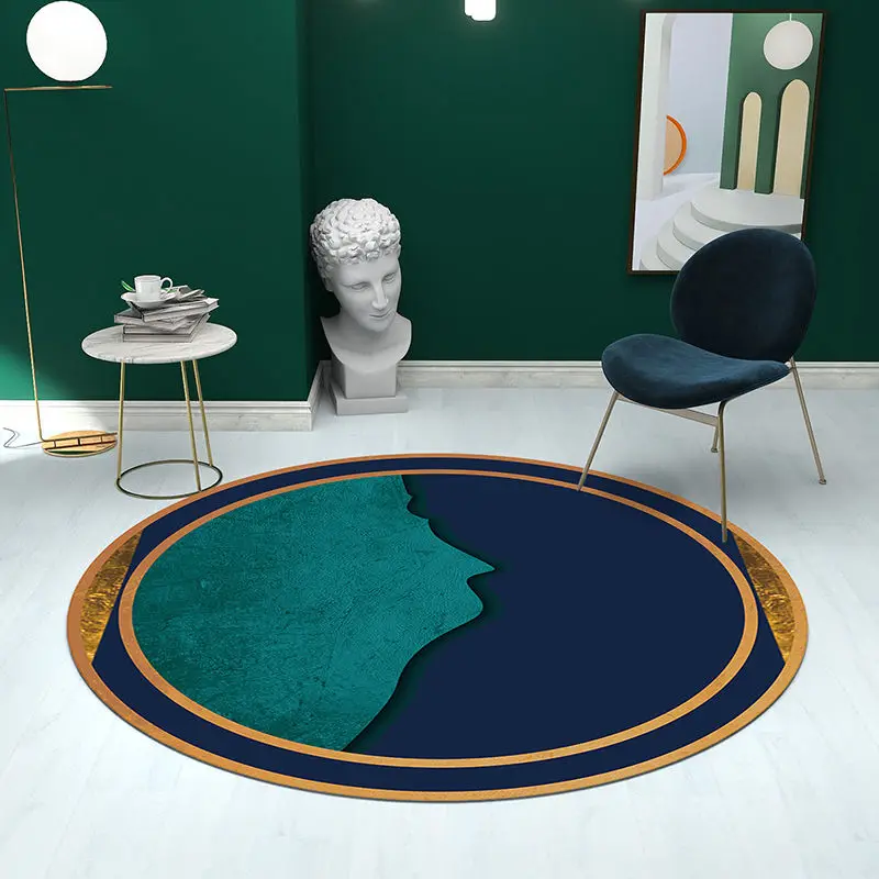 Nordic Simple Green Round Carpets Modern Living Room Sofa Coffee Tables Rug Light Luxury Style Bedroom Carpet Study Balcony Rugs