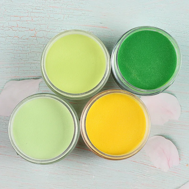 15g Green Yellow Nail Acrylic Bulk Fine Powder For Manicure 3D Extension Crystal Powder Spring Summer Charm Nail Art Decorations