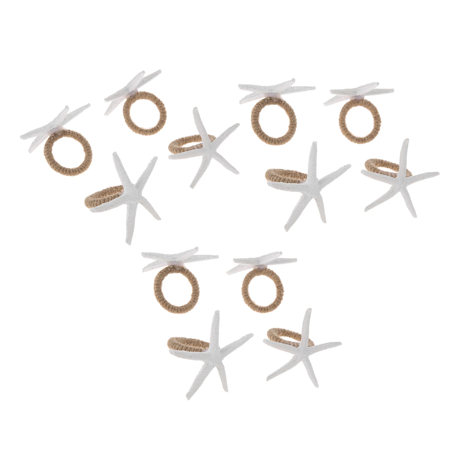 

12pcs European Style Starfish Napkin Ring Gypsum & Hemp Rope for Homes Restaurants for Festivals Parties Weddings Christmas