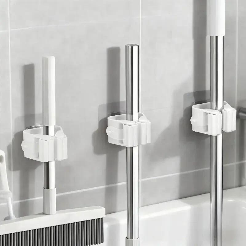 4-8 Stück Wasserdichter Wandmontierter Mopphalter, Hängender Besenclip-Organizer, Rohr-Mopphänger für Badezimmer und Küche – Detail 6