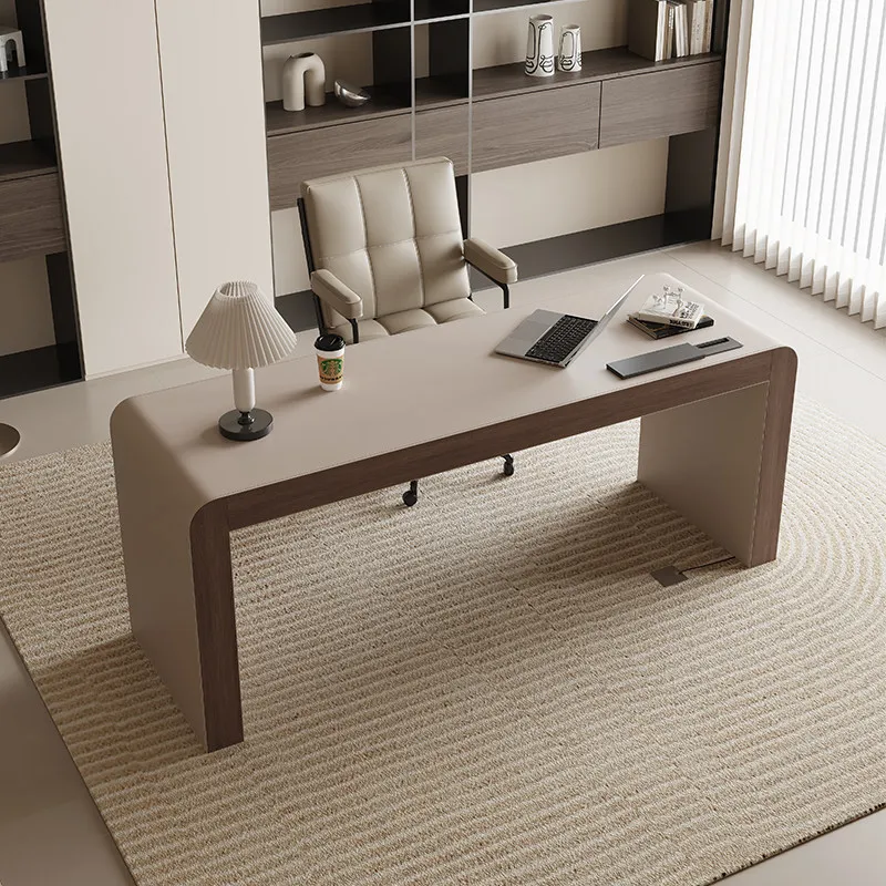 

Premium Italian minimalist desk Home antique living room study desk Light luxury modern solid wood computer desk
