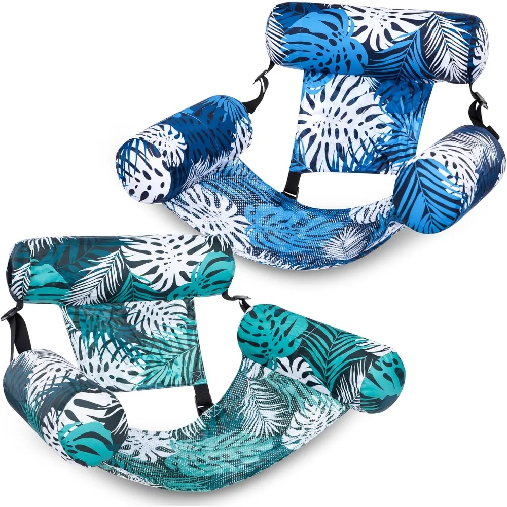 Sloosh 2er-Pack aufblasbare Pool-Schwimmsessel für Erwachsene, schwimmende Liegestühle, aufblasbare Pool-Nudeln für Erwachsene, strapazierfähige Schwimmsessel