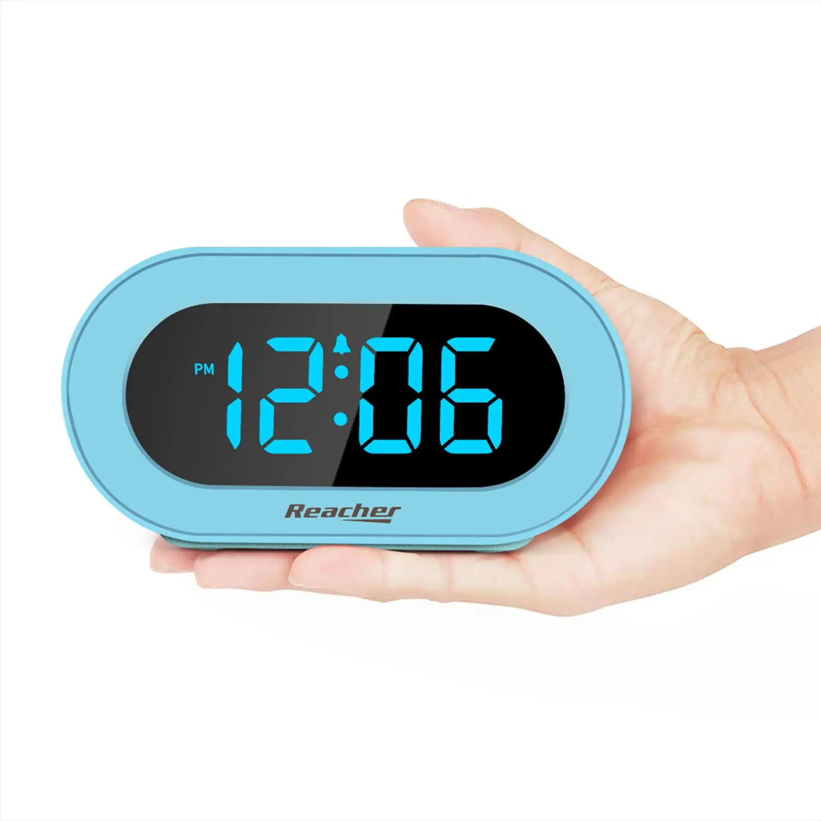 

KERCHAN Kids Blue Alarm Clock with Snooze,Simple to Operate,0-100% Dimmer,Adjustable Volume,Outlet Powered,Small LED Boys Clock