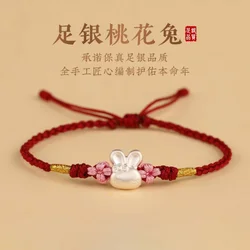 Cute Rabbit Red String Bracelet for Women Chinese Style Handmade Accessories Girls Gifts