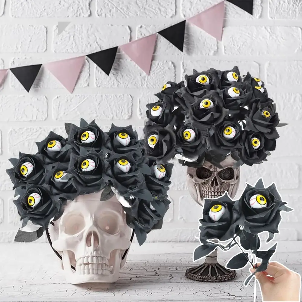 

10PCS Exquisite Funny Halloween Eyeball Rose Scary Simulation Eyeball Fake Flower Party Decor Artificial Rose Flower Home Decor