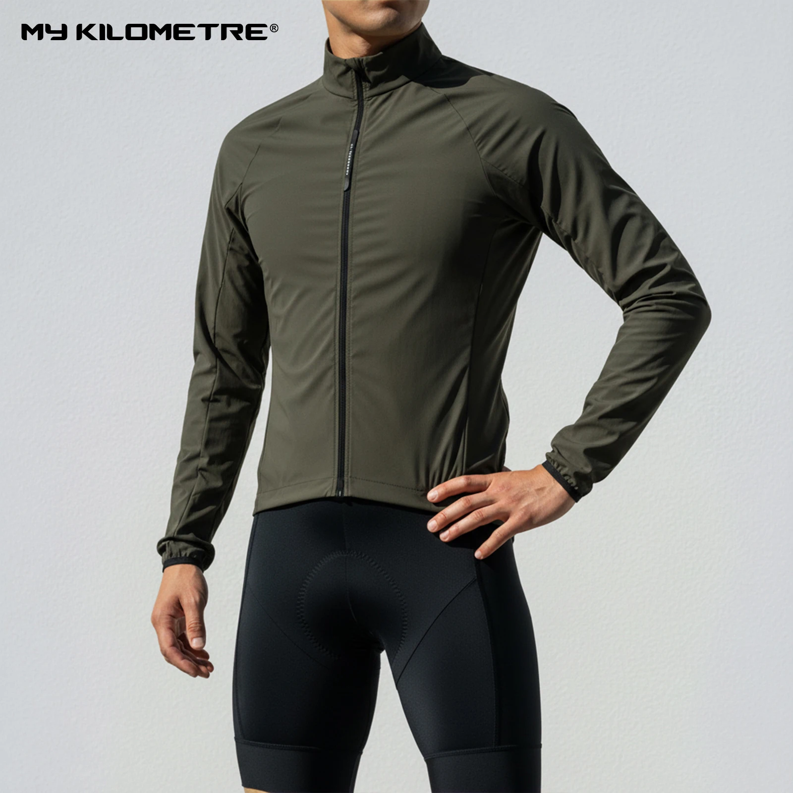 MY KILOMETRE Spring Men's Gravel Wasserdichte Fahrrad-Windjacken Reflektierende Windschutzscheibenjacke Packable Fahrrad-Windjacke – Detail 3