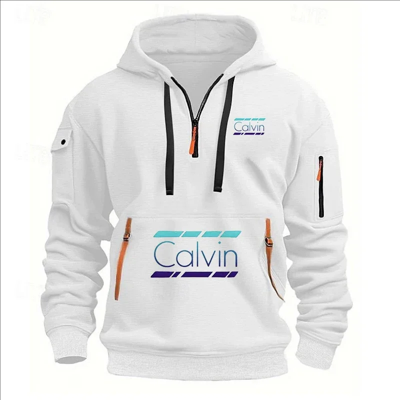 

Men's Large-sized Sporty Casual Long-sleeved Sweatshirt, New Autumn and Winter Men's Arm Zipper Multi-pocket Ribbon Pullover