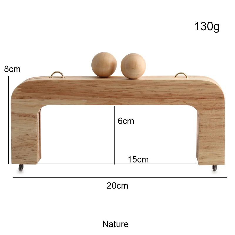 Solid Wood Handbag Square Wallet Frame Kiss Lock Clutch with Wooden Beads Natural Wooden Vintage Bag Handle Kiss Lock Clutch
