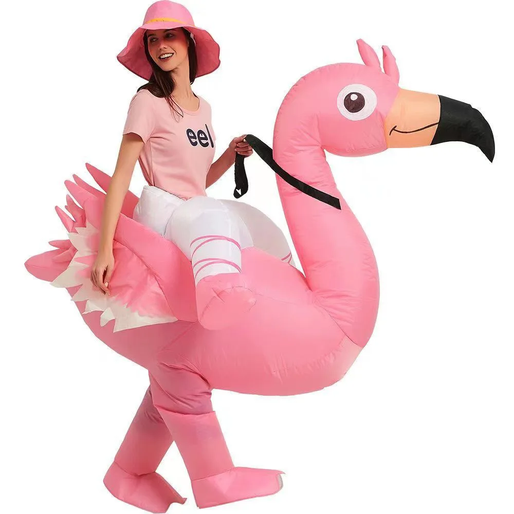 

Holiday Funny Doll Inflatable Suit Animal Costume Children Mount Cosplay Pink Flamingo Outfit for Party Festival Dress Up