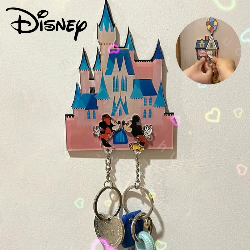 Disney Stitch Keychain Holder Cartoon Acrylic House Entry Door Decoration Mickey Mouse Key Pendant Key Loss Prevention Hanger