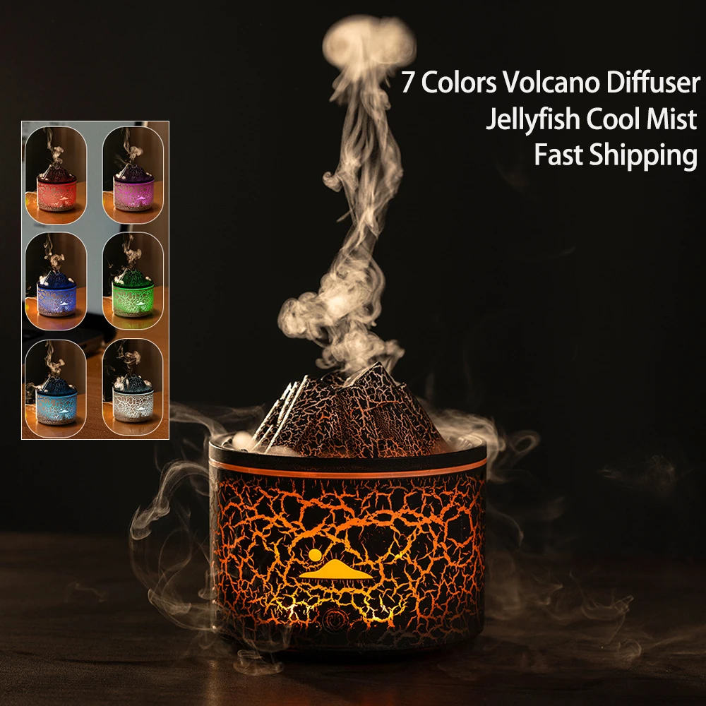 

Volcano Flame Aroma Diffuser Humidifier for Bedroom Home Fragrance USB Desktop Cool Mist Aromatherapy Air Diffuser 7 Colors