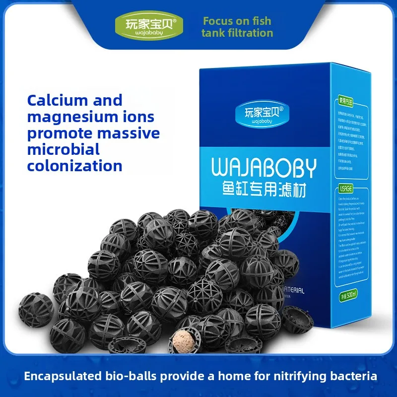 

WAJABABY Box of Bio Media Balls - 3D Porous Core for Maximum Beneficial Bacteria,Removes Nitrate & Hardness Ions for Purer Water