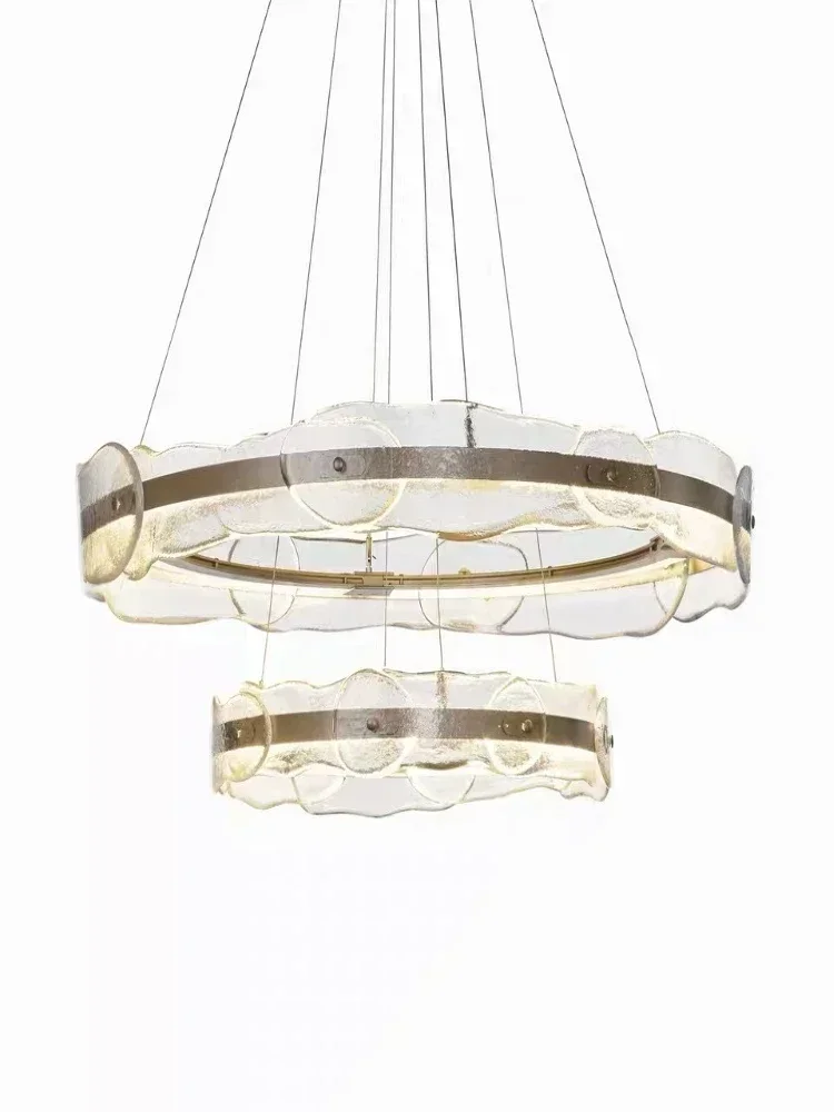 Modern Round Circle Chandelier American Simple Designer Light Luxury Living Room Bedroom Study Hanging Light Fixture