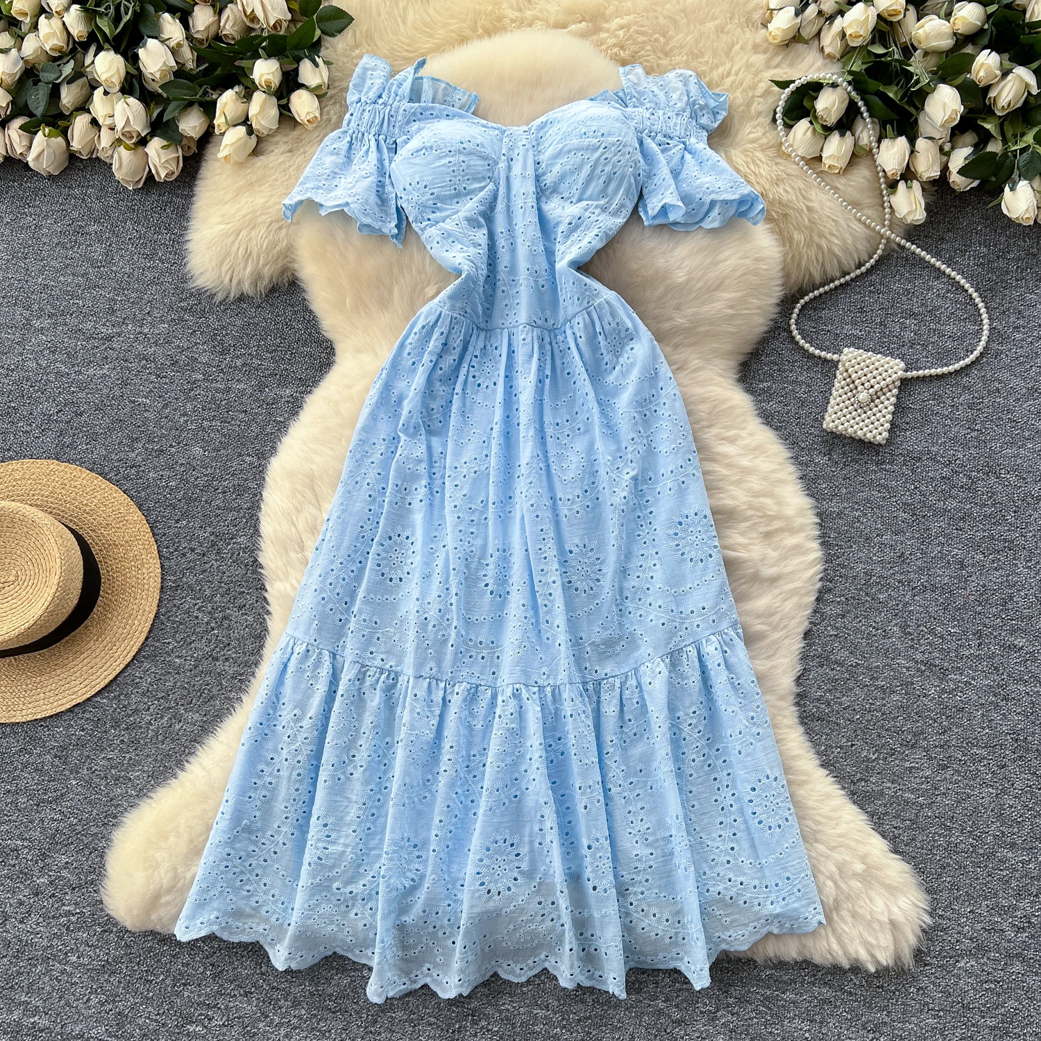 Sexy hollow out Embroidered A-line Chic Vintage korean fashion Evening  Women Beach dresses women clothing - AliExpress 200000345