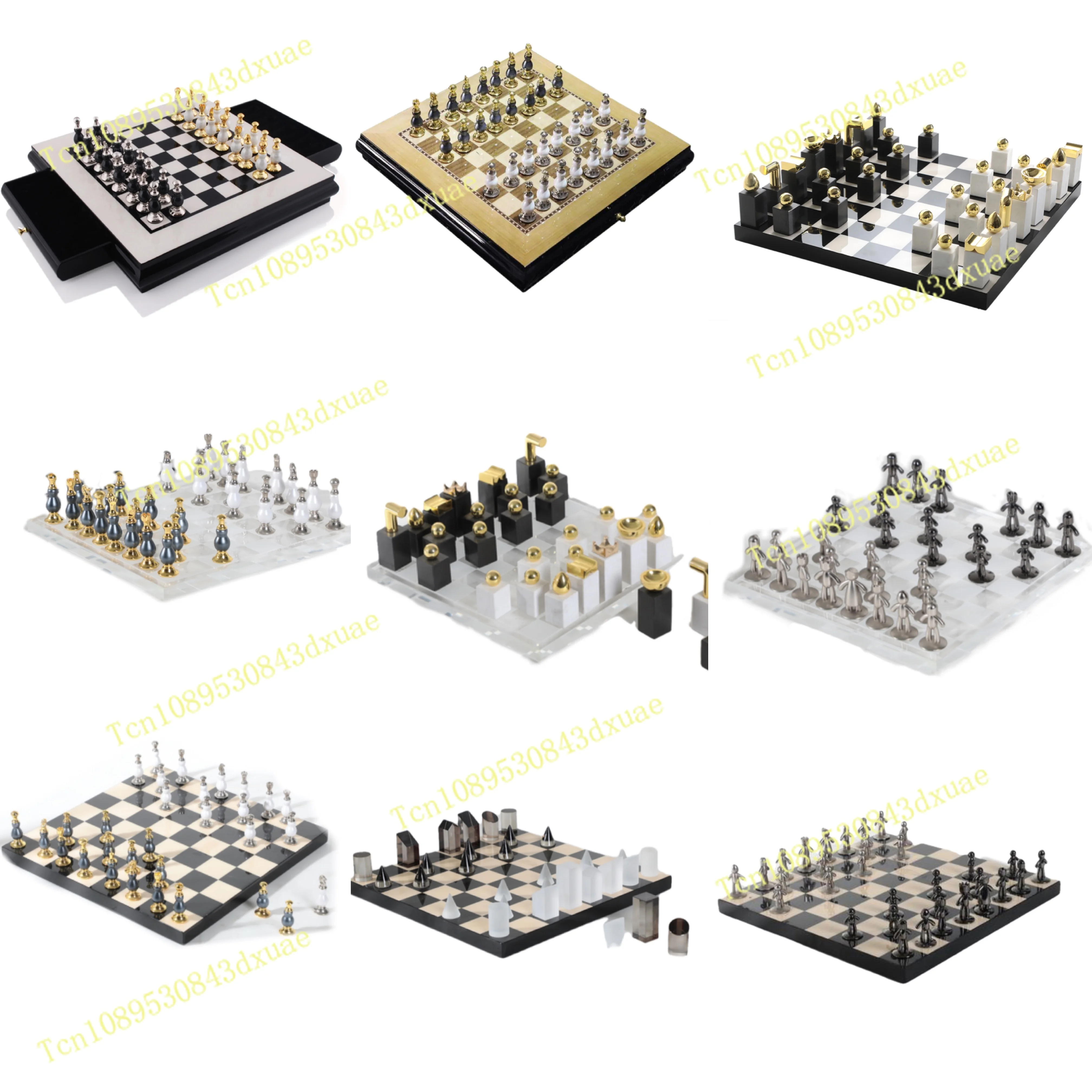 Simple European classic international black and white checkerboard horse hair creative ornament chess living room desktop modern