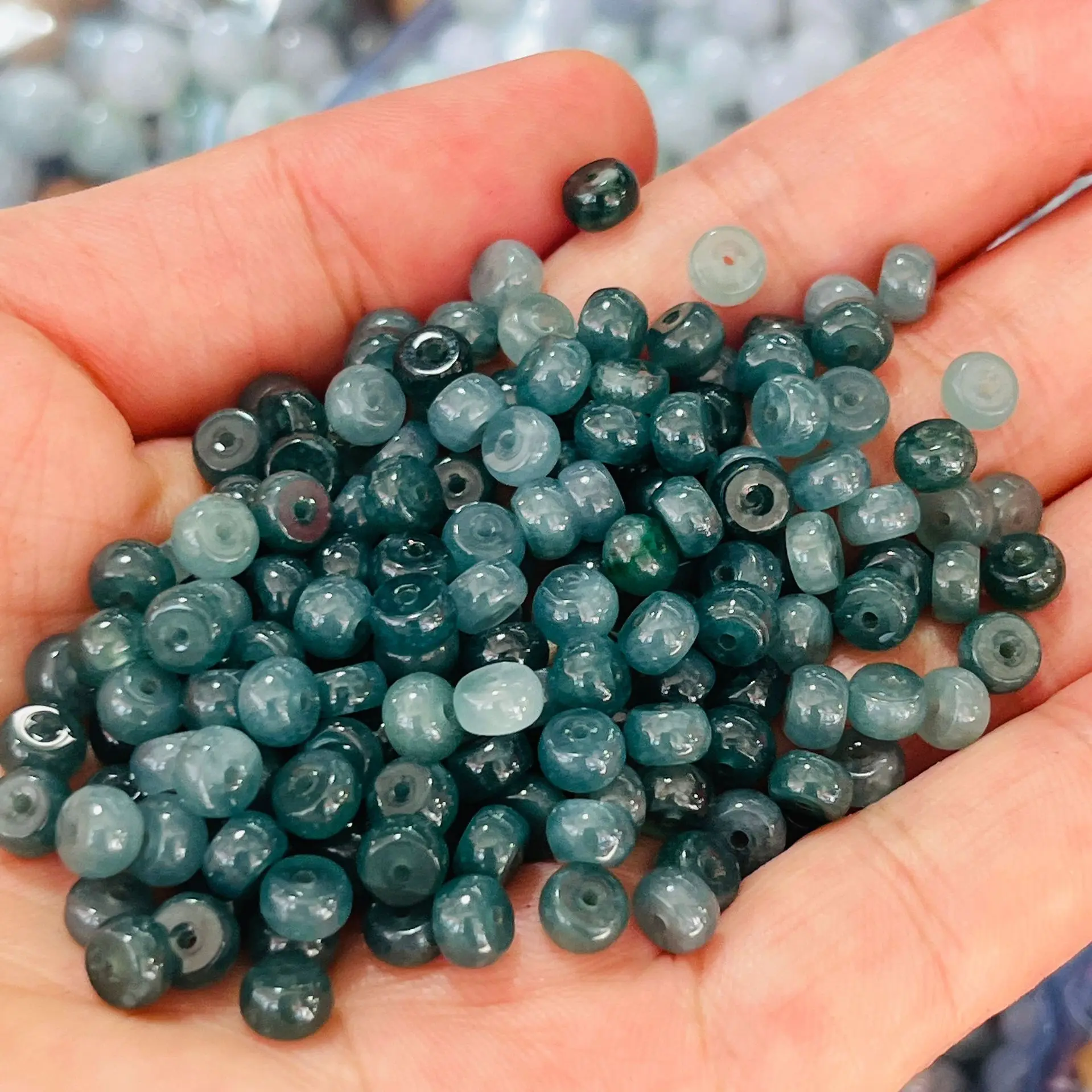 3*6mm Myanmar Jadeite Grade A Burma Blue Water Jade Spacer Beads For Jewelry Making Diy Bracelet Beaded Necklace Accessories