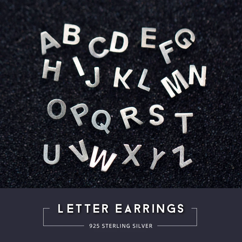 

Modian New Arrive Fashion A-Z 26 Letter Stud Earrings For Women 100% 925 Sterling Silver Tiny Cute DIY Jewelry Kid Anti allergy
